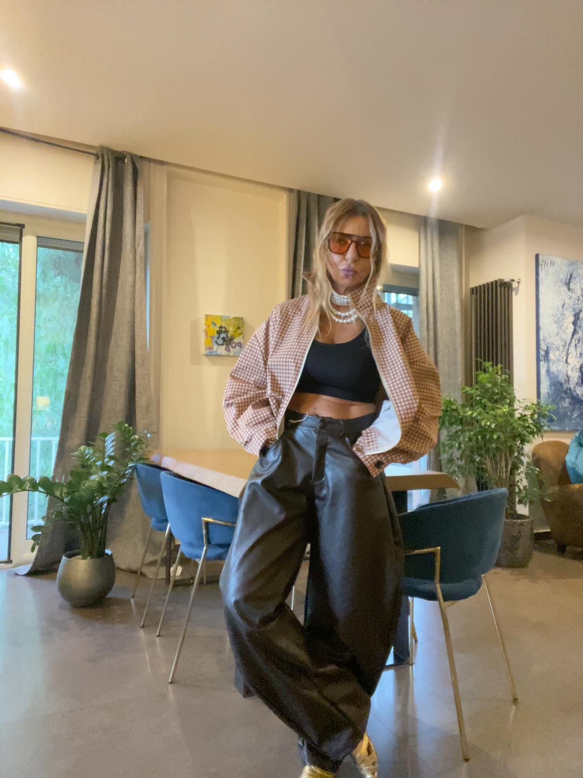 Giubbino tecnico check beige Ela Romei