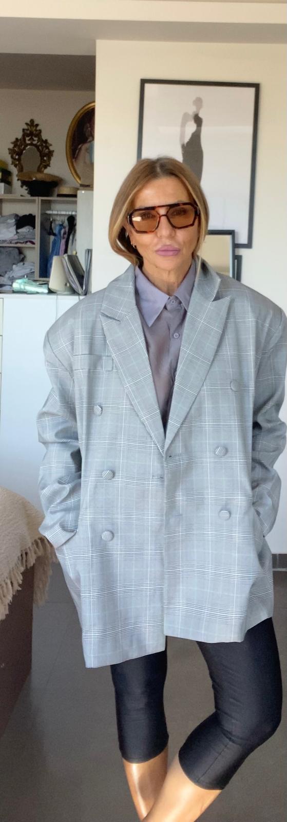 Blazer doppiopetto check grigio Ela Romei